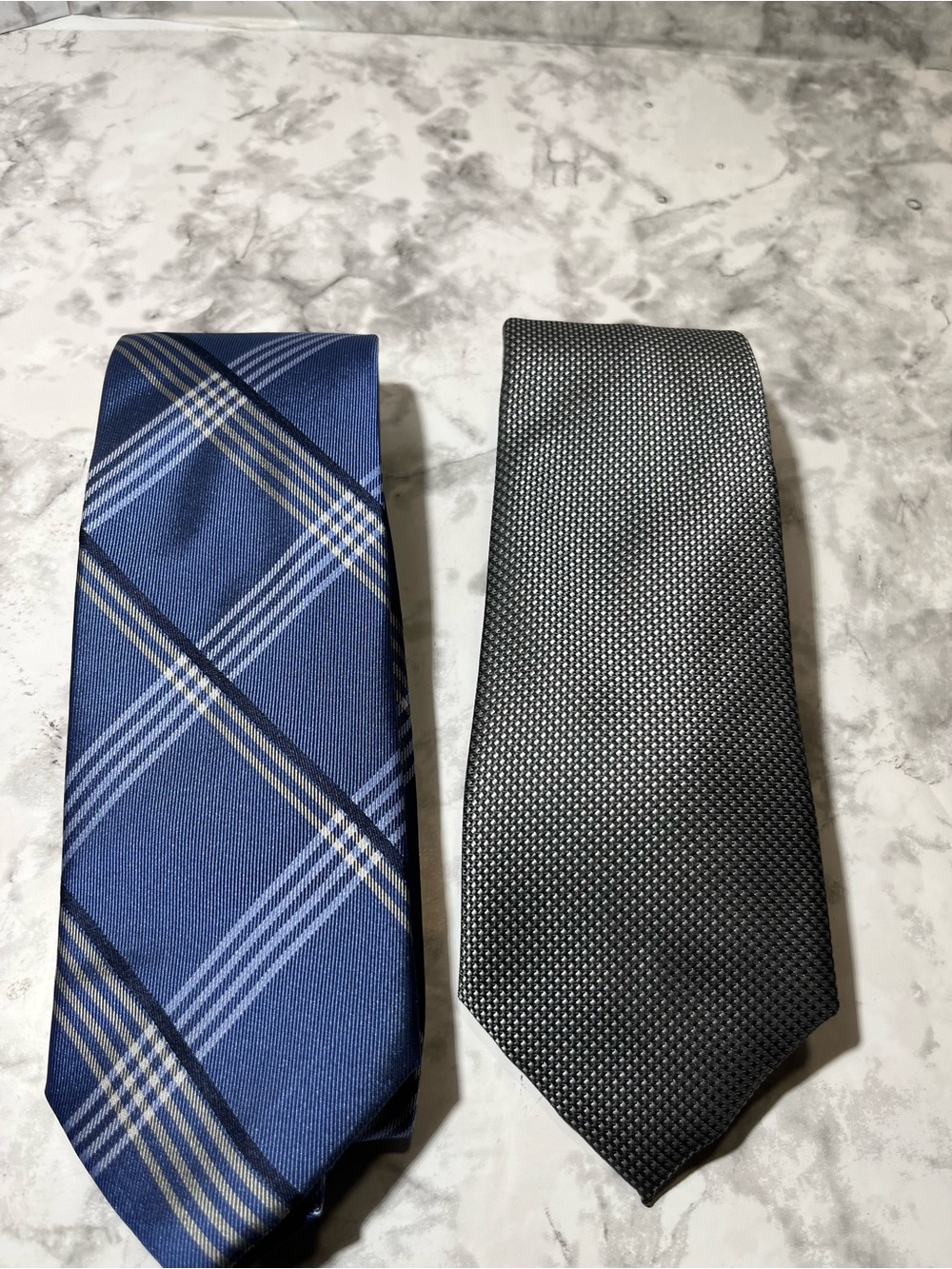 Michael Kors Blue Plaid and Charcoal Neckties